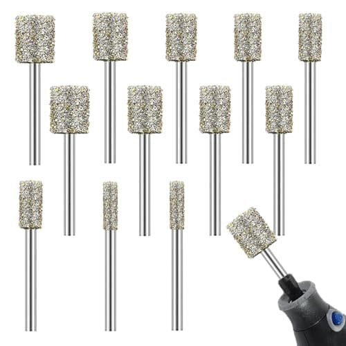Image of 12Pcs Diamond Grinding Bit Set Grit 50-60 with 3mm(1/8") Shank Stone Carving Set Diamond Burr Bits Rotary Tool Accessories Compatible with Dremel for Stone Glass Ceramic Engraving Drilling Polishing