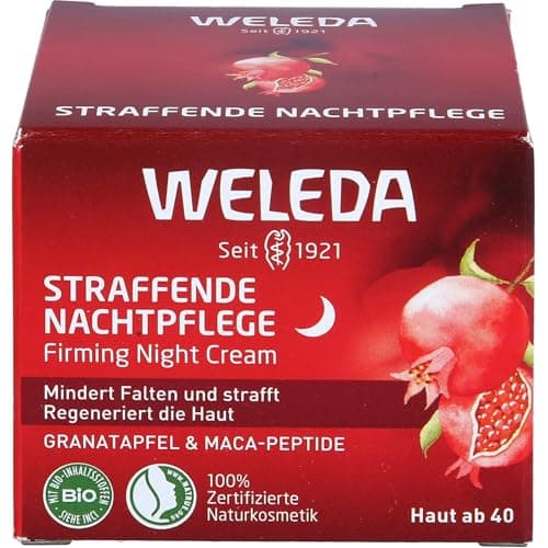 Image of Weleda Firming Night Face Cream with Pomegranate & Maca Peptides, Moisturising Cream, Activates Cell Renewal, Reduces Lines & Wrinkles, Vegan, 40ml