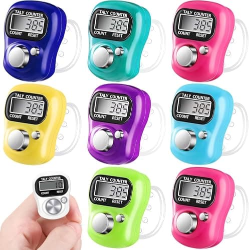Image of LCD display digital finger tally counter clicker, Mini Digital row counter, Finger Hand Tally Counter Counting, Knit Counter, Colorful Tasbeeh Counter for Goods Counting, Recording 1pcs (Purple)