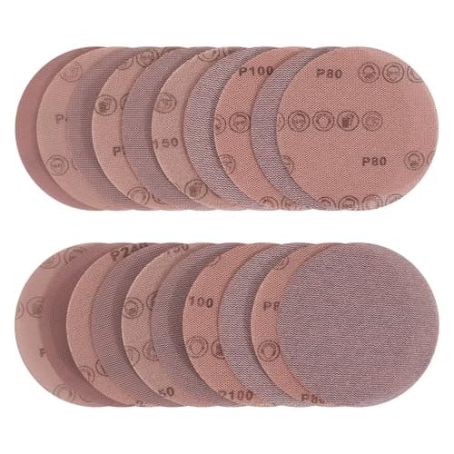Image of Kcmell 25 Pcs 125mm Mesh Sanding Discs Hook & Loop 80/100/150/240/400 Grit, Dust Free Round Mesh Sanding Discs Pads Anti-Clogging Grinding Polishing Sandpaper for Car, Wood and Furniture