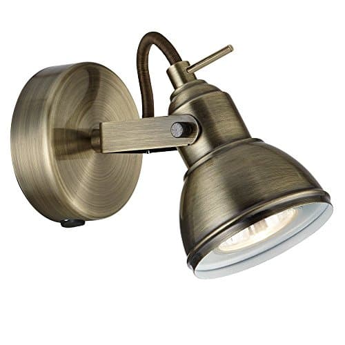 Image of Antique Brass Finish Vintage Retro Style 1 Way Wall or Ceiling Spotlight Fitting with 1 x 50 Watt Halogen GU10