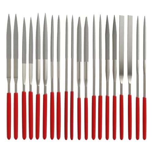 Image of 20 Pcs Diamond Needle File Set, 3x140mm Miniature File Set Precision Files Jewelry Making Metal Glass Wood Plastic Carving Deburring Shaping Smoothing with PVC Dipped Handles Hobbyists Professionals