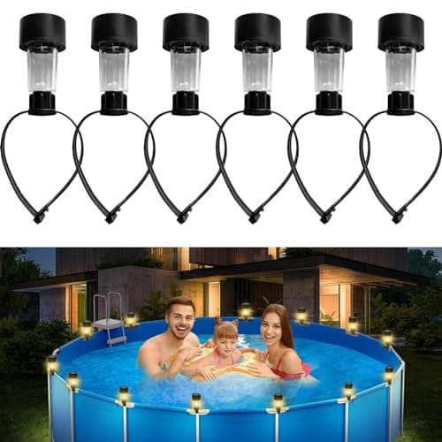 Image of YumSur Solar Pool Lights for Framed Above Ground Pools,6PCS Outdoor Framed Swimming Pool Accessories Night Lights,Garden Fence Outdoor Lighting Decor (Style 1)
