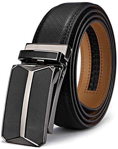 Image of BULLIANT Men's Belt, Leather Ratchet Belt for Men Dress 1 3/8",Trim to Fit(Black-28-34" Waist Adjustable)