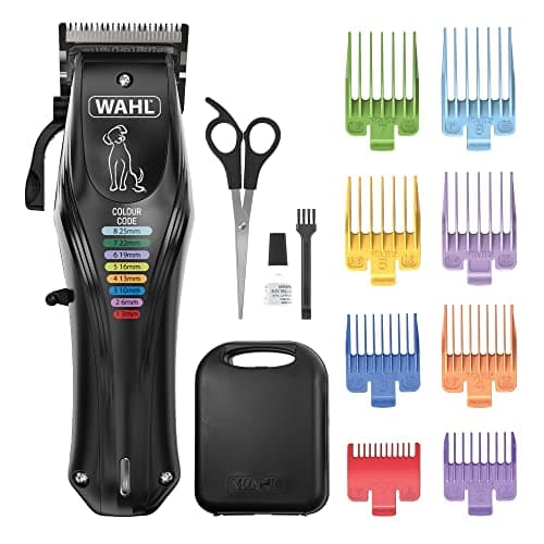 Image of Wahl Colour Pro Rechargeable Pet Clipper – Cord/Cordless Dog Grooming Kit with Precision‑Ground Blade, 120‑Min Run Time & 8 Colour‑Coded Attachment Combs (3–25 mm).