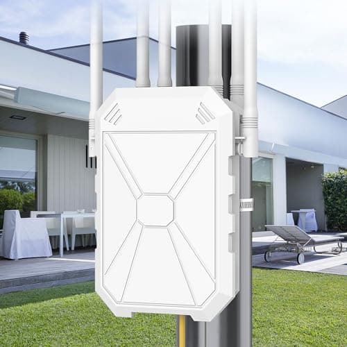 Image of AX3000 Outdoor WiFi 6 Extender, 5GHz and 2.4GHz Long Range Outdoor WiFi Wireless Access Point with 6 Antennas, Dual Band, IP67 Weatherproof, Passive PoE, Gigabit port, for Starlink, Gardens, Yard,Farm