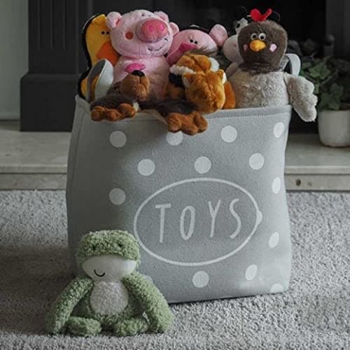 Image of ZOON Polka Dot Canvas Dog Toy Tidy with Handles Grey