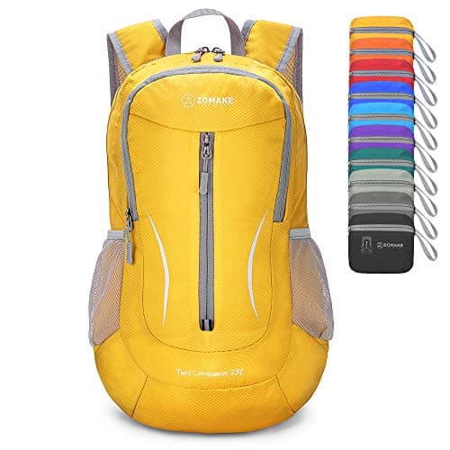 Image of ZOMAKE Ultra Lightweight Packable Backpack, 25L Small Water Resistant Rucksack Foldable Travel Daysack for Men Women Outdoor Hiking Mustard