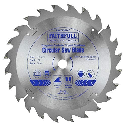 Image of Faithfull FAIZ13624C TCT Cordless Trimsaw Blade 136mm x 10mm Bore x 24 Teeth
