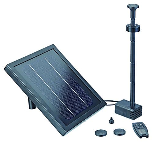 Image of Pontec PondoSolar 250 Control - Solar Powered Water Feature Pump With LED Lighting, Remote Control, and Rechargeable Li-ion Battery - 60cm Fountain Height