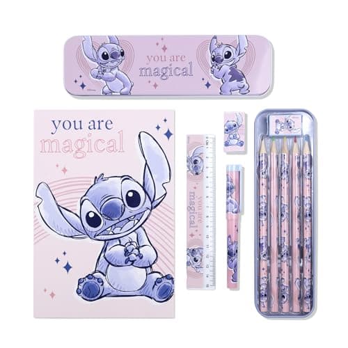 Image of Disney Kids Lilo & Stitch Pencil Case with Colouring Pencils Art Supplies Stationery Supplies Gift Set