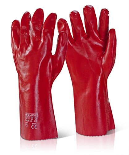 Image of PVC GAUNTLET OPEN CUFF 14 INCH RED