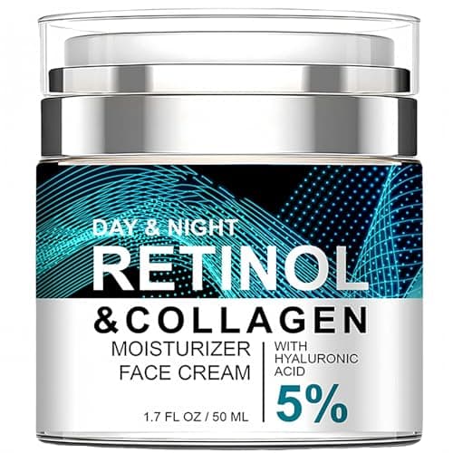 Image of Retinol Cream Anti Wrinkle Face Cream, 50ml Anti Aging Collagen-Cream with 5% Hyaluronic Acid, 24-Hour Facial-Care for Most Skin Types, Reduces Wrinkles, Lifting and Firming