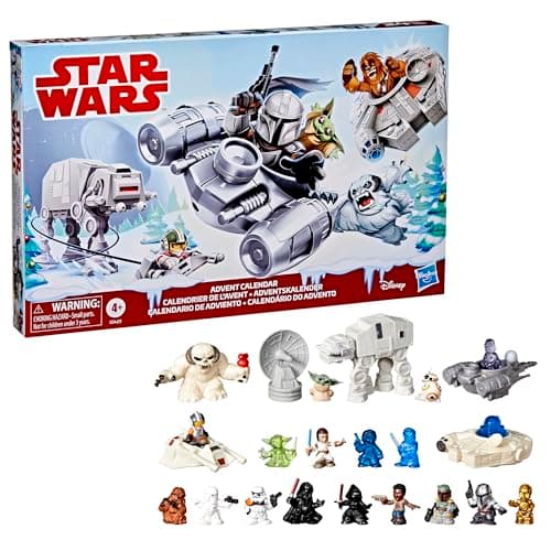 Image of Advent Calendars Star Wars, 24 Surprise Toys (18 Micro Squishables + 6 Vehicles), Snowy Pop-Up Play Backdrop, Collectable Mini Figures, Ages 4+