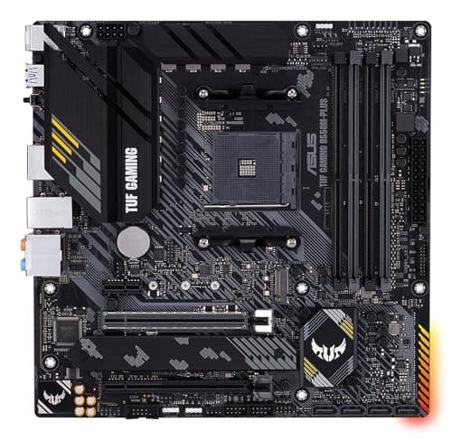 Image of ASUS TUF Gaming B550M-PLUS, AMD B550 (Ryzen AM4) Micro ATX Motherboard (PCIe 4.0, Dual M.2, 10 DrMOS, DDR4 4400, 6, 2.5 Gb Ethernet, HDMI, DP, USB 3.2 Gen 2 Type-A and C, Aura Sync)