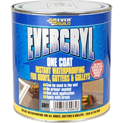 Image of Everbuild Evercryl One Coat Instant Waterproofing – Suitable for Roofs, Gutters and Gulleys – Black – 5kg