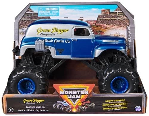 Image of Monster Jam, Official Grave Digger Monster Truck, Currituck Grain Co Collector Die-Cast Vehicle, 1:24 Scale, Kids’ Toys for Boys and Girls Aged 3 and up, Black