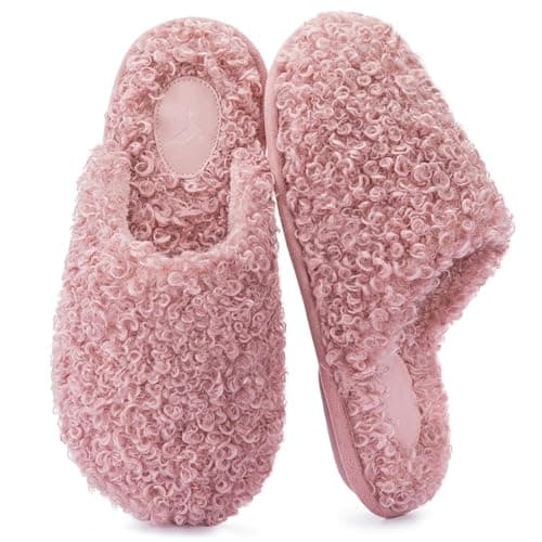 Image of RockDove Women's Twirl Fleece Fuzzy Slipper, Size 7/8 UK Women, Pink