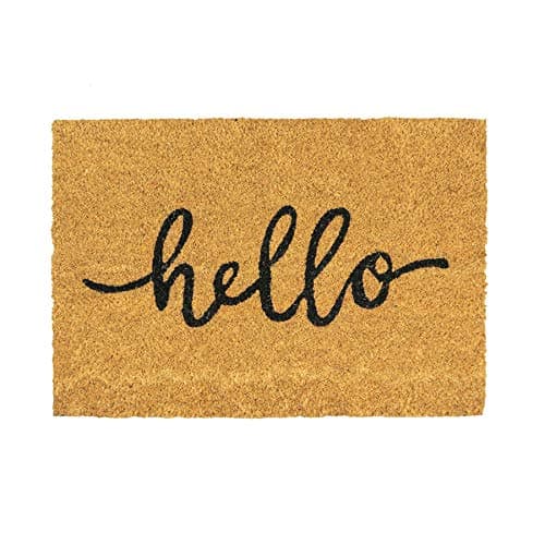 Image of Nicola Spring Coir Door Mat - 90 x 60cm - Hello - Pack of 1 - Decorative Indoor Front Door Floor Mat Entry Dirt Trapper Rug Outdoor Boot Scraper Non Slip Backing Doormat