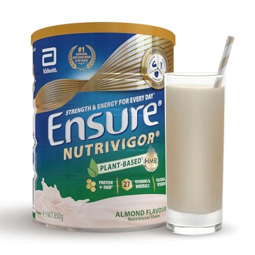 Image of Ensure NutriVigor Nutritional Shake – Almond Flavour – 850 g – Food Supplement with Protein, HMB and 27 Vitamins and Minerals – Supports Strength, Energy and Immunity – with Vitamin D, C and B