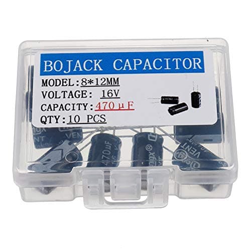 Image of BOJACK 470uF 16V 8X12mm Capacitors 470 MFD 16 Volt 0.32x0.47 Inch ±20% Aluminum Electrolytic Capacitors(Pack of 10 Pcs)