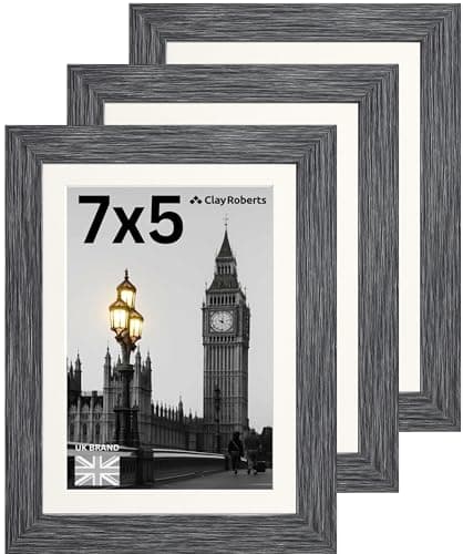Image of Picture Frame 7 x 5, Dark Grey, Pack of 3, Freestanding and Wall Mountable, 13 x 18 cm, 7x5 Picture Frames, Grey 5x7 Photo Frames, 7x5 Photo Collage Gallery Display