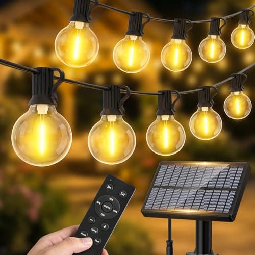 Image of Warlisou Solar-String-Lights-Outdoor-Garden - G40 65.6ft String Lights Outdoor Festoon - Remote Control 20M Light Outside Solar Powered Waterproof Led - Patio Party Gazebo Weding