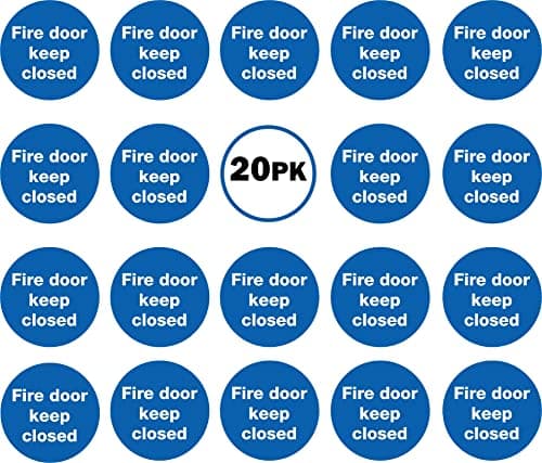 Image of Rubigo – 2/6/12/20 Pack Fire Door Keep Shut Sign 10cm – Fire Door Safety Signs – Self Adhesive Vinyl Round Stickers for Health and Safety Compliance (20)