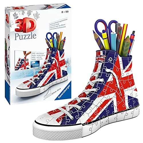Image of Ravensburger British Flag Shoe 3D Jigsaw Puzzle for Kids Age 8 Years Up - 108 Pieces Pencil Pot - No Glue Required