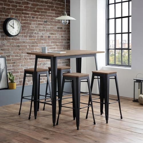 Image of Julian Bowen Grafton Bar Table - Mocha Elm/Black Tables