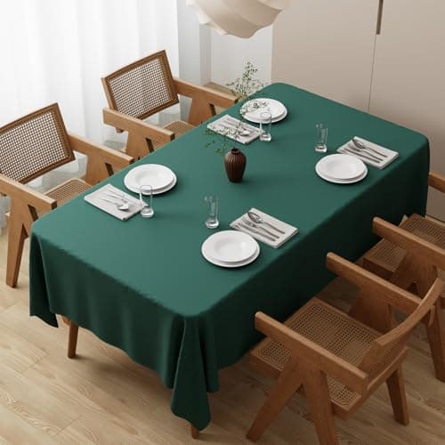 Image of Zdada Large Green Table Cloths 200x140cm(79x55Inch), Long Rectangular Table Cloth, Washable Polyester Fabric Tablecloth for Wedding Banquet Party Home Dining Table Cover