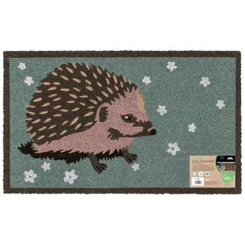 Image of JVL Eco-Friendly Latex Backed Coir Entrance Doormat, 45x75cm - Hedgehog