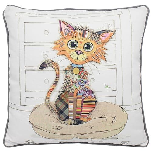 Image of L & P Home & Gifts Lesser & Pavey 45 x 45cm Cushions With Covers | British Designed Cushions Covers With Inserts Included | Kimba Kitten Cushion For Kitchens or Living Spaces - Bug Art
