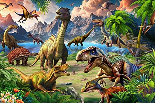 Image of Dinosaurs World 100 Piece Jigsaw Puzzles for Children Boys Girls Jigsaw Puzzles for Kids Gifts Age 5+