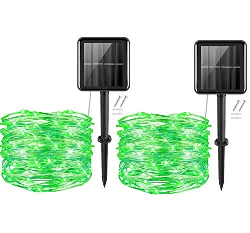Image of cshare Solar String Lights Garden, 2x5M 50 LED Solar Powered Fairy Lights Copper Wire 8 Modes Waterproof Lights for Yard,Christmas Tree,Home,Bedroom,Gate Indoor/Outdoor Decor(Green)