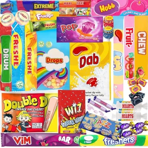 Image of Retro Sweets Gift Box Hamper – Classic Nostalgic UK Sweet Selection in Letterbox Packaging – Variety Candy Treat Box for Adults & Kids, Birthday, Christmas, Fathers Day Gift