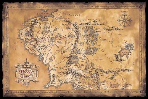 Image of Close Up Lord of the Rings Poster MAp of Middle earth (dark) (91,5cm x 61cm)