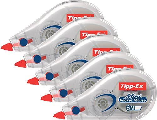 Image of Tipp-Ex Mini Pocket Mouse Correction Tape Rollers 6m - Pack of 5 - Tear-Resistant Tapes, Smooth Glide, White