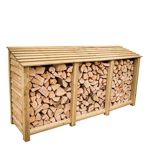 Image of The Garden Supplies Centre Extra Large Heavy Duty Pressure Treated Log Store, Holds Up To 2 Cubic Metres Of Logs, Wooden, Natural, Pressure Treated Light Green