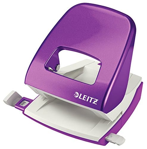 Image of Leitz Hole Punch, 30 Sheets, Guide Bar with Format Markings, Metal, WOW Range, 50081062 - Purple