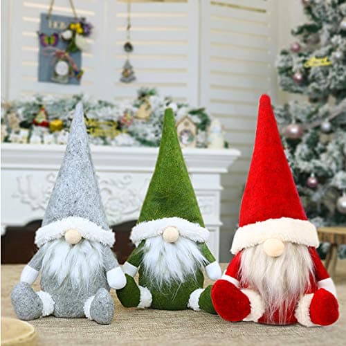 Image of Leipple Gnome Christmas Ornaments - Christmas Gonk Decoration Handmade Swedish Tomte Gnomes Plush Scandinavian Santa Elf Table Ornaments (short legs)