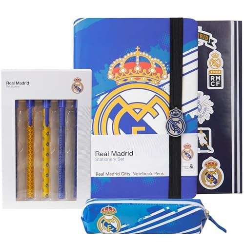 Image of Real Madrid Pencil Case Notebook Stickers and Pens Stationery Set for School Supplies Office Accessories Football Gifts for Women Men Teens Boys