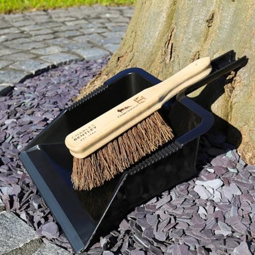 Image of CHARLES BENTLEY Dustpan and Brush, Charnwood, Dustpan & Bassine Hand Brush Set, for Garden & Outdoor, Maintenance, Premium Brushware, Green, FSC Certified Wood, Stiff Bristle, Grip Handle (43x31x10cm)