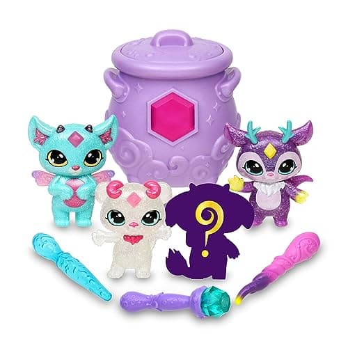 Image of Magic Mixies - Magic Mixlings Mega Pack, Magic Cauldron and 4 Shiny Mixies Dolls, 1 Surprise Figure, 3 Wands, Collectable Toy, Boys and Girls from 4 Years, Famous (MG002000)
