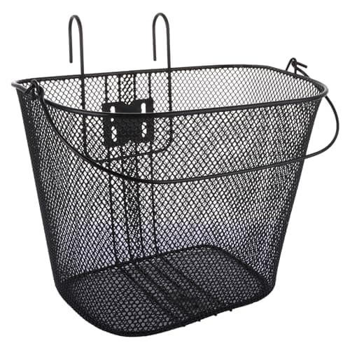 Image of ASelected Bike Basket, Black,Front Bike Storage Basket,Handlebar Front Basket Metal Mesh Bike Frame Basket with Handle and Hooks for Man and Woman Bike Quick Release Shopping Basket Bicycle Cargo Rack