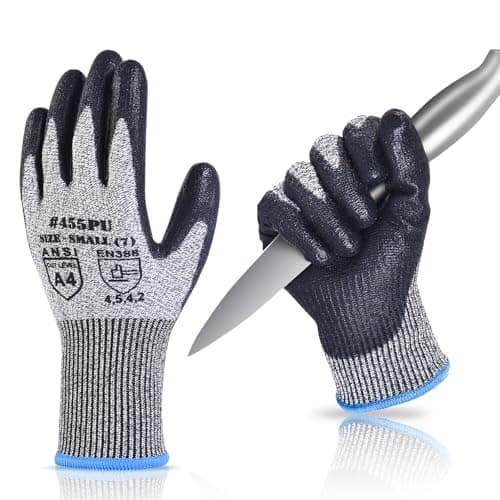Image of Donfri Cut Resistant Gloves High Performance Level 5 Protection Safety Work Gloves for Men Comfortable PU Coated Palm Cut Proof Gloves Gardening Food Grade Non-slip Machine Washable(S,1)