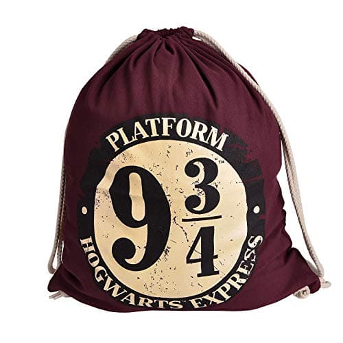 Image of Elbenwald Harry Potter Sportbag Track 9 ¾ Hogwarts Express Symbol Frontprint with Cord Strain 46 x 36 cm Cotton red