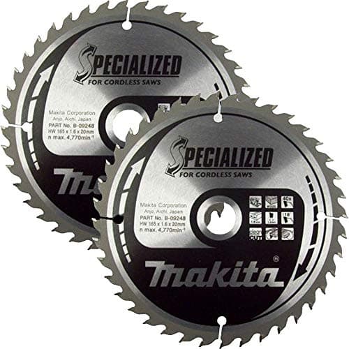 Image of Makita B-09248 165mm x 20mm x 40T Specialized Circular Saw Blade For DHS680, DSS610 Pack of 2