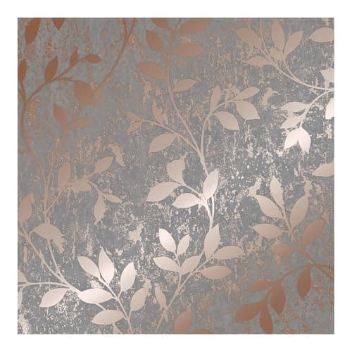 Image of Superfresco Milan Trail Floral Rose Gold Wallpaper | Paste the Paper | Grey Floral Metallic | Eco-Friendly