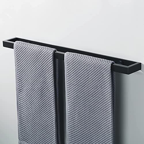 Image of Sayayo Black Towel Rail Wall Mounted 50CM Large Towel Holder SUS304 Stainless Steel Bathroom Hand Towel Ring, Screw Fixing, EGJF050-B